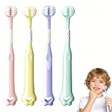 4 Stück Dreiseitige Zahnbürste,360-Grad Zahnhygiene Für Gesunde Zähne，Zahnfleischpflege Alle Seiten Reinigende Zahnbürste(Farbmischung)