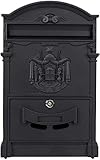 Verda Briefkasten Postkasten Retro Antik Vintage Wandbriefkasten Mailboxen Aluguss Modellwahl (SN3663-2 Schwarz Matt)