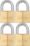 ABUS Vorhängeschloss Messing 65/40 - 4er Set, gleichschließend - Kellerschloss, Spindschloss u. v. m.- Messing-Schlosskörper - gehärteter Stahlbügel - ABUS-Sicherheitslevel 5