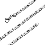 Avesano 925 Sterling Silber Königskette Herren Halskette, 4 mm Breite echte Königskette massiv gearbeitet mit Schmuck Box, Länge 55 cm, Modell 101096-055