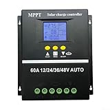 Solar-Laderegler, 60 A/80 A/100 A, verstellbar, intelligentes LCD-Display, Solarmodul-Batterie-Regler, 12 V/24 V/36 V/48 V PV-Ladegerät (60 A)