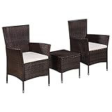 Juroupi 3-TLG. Bistro-Set Balkonset Bistrotisch Outdoor BalkonmöBel Bistro Set Outdoor Poly Rattan Braun