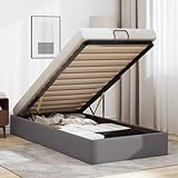 MOBCANT Ottoman-Bett ohne Matratze, Betten Futonbett Tagesbett Bettrahmen Geeignet für Schulen Schlafzimmer Hotel Gästezimmer Grau 90x190 cm Kunstleder