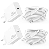 USB C Ladegerät Ladekabel für iPhone 16/16 Plus/16 Pro/16 Pro Max/15/15 Plus/15 Pro/15 Pro Max, 2 Pack 20W USB C Adapter PD 3.0 Schnellladegerät Netzteil Stecker mit 2M Type C Kabel Schnellladekabel