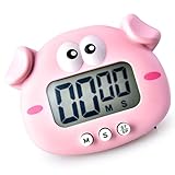 Niiyen Eieruhr Timer, Wecker Präzise Zeitmessung Digitaler Küchentimer Kochtimer, Timer Digital, Küchentimer Küche, Kurzzeitwecker Magnetisch für Kochen Backen Stoppuhr (Pink Pig)