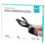 EUROPAPA 100x Nitrilhandschuhe Box Einweghandschuhe, Einmalhandschuhe, Untersuchungshandschuhe, Nitril Handschuhe, puderfrei, ohne Latex, unsteril, latexfrei, disposible gloves (XL, Schwarz)