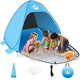 Strandmuschel Pop Up Strandzelt, Tragbare Strandmuschel für 2-3 Personen, UV-Schutz 50+, Windschutz, Campingzelt mit kleinem Packmaß, ideal für Familienstrand, inklusive Tragetasche