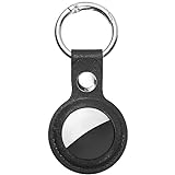 Ainiv AirTag Schutzhülle, Schutzhülle Kompatibel mit AirTags, Leder Keyring, Mini Apple AirTags Case, Hülle, Cover mit Schlüsselanhänger Schwarz