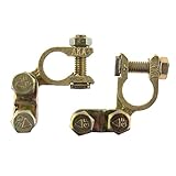 SeKi 19231 M8 Polklemmen Set (Plus und Minus) abgewinkelte Ausführung passend für Auto, Boot, Wohnmobil, LKW-Batterie Batteriepolklemmen universal, Messing