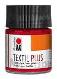 Marabu 17150005032 - Textil Plus karminrot 50 ml, volldeckende Stoffmalfarbe für dunkle Stoffe, geeignet für Stoffmalerei und Stoffdruck, nach Fixierung waschbeständig bis 40 °C