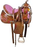 Manaal Enterprises Premium Leder Westernfass Racing Pferdesattel (30,5 cm Sitz)