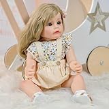 YIHANGG 55cm Reborn Baby Neugeborene Vollsilikon Lebensecht Mädchen Blondes Haar Babypuppen Wie Echt Realistisch Reborn Puppe Geburtstag Weihnachten Geschenk