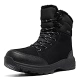 SHULOOK Winterschuhe Herren Wasserdicht Warm GefüTtert Rutschfest Winterstiefel Licht Outdoor Schneestiefel Geeignet für Camping, Freizeit, Wandern (Schwarz EU 43)