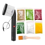 Beflockungsmaschine Modellbau, Landschaftsbau Modellbau, Mini Grass Beflockung Applikator für DIY Begrasungsgerät Landschaftsbau Scenic Modellbau Sand Table, 6 Beutel Graspulver