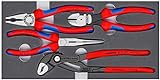 KNIPEX Zangen-Set, 4-teilig, in Schaumstoffeinlage für Werkbank / Werkstattwagen, 335 x 33 x 165 mm, Zangenset, Werkzeugset, 00 20 01 V15