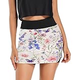 Kurzer Sommerrock mit bunten Lavendel-Schmetterlingen, Sportröcke, hohe Taille, Röcke für Damen, Bauchkontrolle, Bunte Lavendel-Schmetterlinge, Mittel