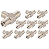 Mocturnity 10Er-Pack 3-Wege-Koaxialkabel-Verteiler, Buchse auf 3 Buchse für Video-VCR-Antenne, TV-Kabel, Satellit, Silber