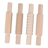 VALICLUD 4 Stück Teiliges Holz Nudelholz für DIY Backen Rutschfeste Teigroller mit Abgerundeten Kanten Kinderfreundlich und Langlebig für Fondant Kekse und Pizza Platzsparend im Küchenfach