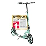 SIX DEGREES Aluminium Scooter mit Klappmechanismus u. Ständer, 205 mm, höhenverstellb., GS-geprüft, Mint, TESTSIEGER