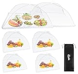 ilauke Fliegenhaube XXL 6er Set Abdeckhaube für Essen, 3 Größen Faltbare Kuchenabdeckung Fliegenschirm Lebensmittel Abdeckung, Perfekter Fliegen-Schutz für Essen, Obst, Picknick, BBQ, Weiß
