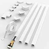 MUDEELA Cable Duct Small Self-Adhesive, Cable Ducts White for Hiding Cables, Cable Duct Self-Adhesive White for All Power Cords in The Home, Pack of 4, 100 cm x 1,5 cm x 0,5 cm