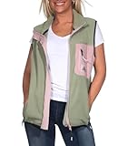 Sublevel Damen Fleeceweste LSL-456 Teddyweste mit Stehkragen Washed Olive M