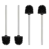 Behiruch 4 Stück Wc Bürste, Klobürste Schwarz, Toilettenbürste Edelstahl mit 8 cm Durchmesser, Toilet Brush mit Edelstahlstiel, Klobürsten