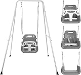 Babyschaukel, 3-in-1-Babyschaukel für drinnen und draußen mit Gestell, Kinderschaukel mit Metallständer, Kinderschaukel für draußen, geeignet für Kinder von 6 Monaten bis 10 Jahren