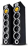 Bennett & Ross Exosphere 4-Wege HiFi Standlautsprecher Paar (200W RMS, 6,5' Subwoofer, 6,5' Tieftöner, 3X 6,5' Mitteltöner, 1' Hochtöner, Bassreflex-Konstruktion, Maserung in Holzoptik) schwarz