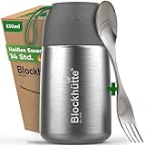 Blockhütte Edelstahl Thermobehälter für Essen I 530 ml I mit Löffel, Thermobecher für Kinder, Erwachsene, Suppen, Warmhaltebox, To Go Suppenbehälter, Thermobox Essen, Lunch Thermo Behälter