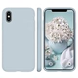 WXX iPhone X Hülle Silikon Case, Hanyhülle iPhone XS Ultra Dünn mit Microfiber, Flüssig Silikon Gel Gummi Kratzfeste Schutzhülle Matt Hülle für iPhone X/XS 5.8'' Baby Blau