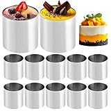 CEWROM 10 Stück Dessertringe und Speiseringe Set, Edelstahl Backring für Kochen Backen Mousse, Törtchen Formen Geeignet für Mousse Desserts Kuchen und BackenKuchenringe Ø 5 cm, Höhe 5 cm, Rund