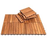 Ansobea 11er Pack Holzfliesen aus Akazien Holz,6 Latten Fliese Holzfliesen 30x30 cm - 1 m² .Balkonfliesen für Balkon, Garten & Terrasse | einfach, schnell & praktisch verlegt