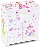 Jewelkeeper Schmuckschatulle mit Schubladen – Schmuckschatulle mit Spieluhr für Mädchen mit der Melodie der Zuckerfee – Feenprinzessin und Einhorn Design – 24x20x24 cm