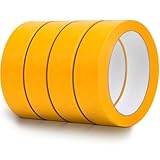 Goldband 30mm x 50m, 4x Maler Abklebeband ohne Lösungsmittel Kreppband Malerkrepp Rückstandslos Malerband Abdeckband UV beständig Masking Tape pro Goldband Klebeband für Malerarbeiten und Lackierer