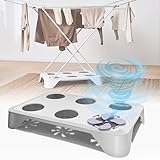HEYDRY® Wäschetrockner für Wäscheständer: schnell & energiesparend trocknen - Trockner Alternative mini, Made in Germany, klein, mobil, Ventilator, kompakt, schonend zu jeder Wäsche, Lüfter - weiß