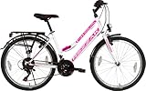 24 Zoll Mädchenfahrrad Damenfahrrad Kinderfahrrad RH ca 42cm 21 Gang Shimano schaltung Weiss pink Neu-049