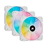 Corsair iCUE SP120 RGB ELITE Performance 120mm-PWM-Lüfter 3er-Pack mit iCUE Lighting Node CORE (CORSAIR AirGuide-Technologie, acht ansteuerbare RGB-LEDs, leise 18 dBA, bis zu 1.500 U/min) Weiß