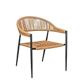 LOLAhome Gartenstuhl Neska Seile aus synthetischem Rattan und Graphitaluminium, 62 x 65 x 80 cm