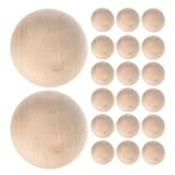 Angoily 25 Stück Holzkugeln ohne Loch, 40 mm, Holzkugeln, rustikale dekorative runde Perlen, blanke, unbehandelte für DIY-Projekte, Party- und Feiertagsdekoration