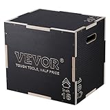 VEVOR 3-in-1-Plyometrische Sprungbox 20/18/16-Zoll-Plyobox, Sprungkasten Sprungkiste 204 kg Tragfähigkeit, Fitnessübungs-Step-Up-Box für Heimtraining, Sprungkrafttraining Schwarz Einstellbare Höhe