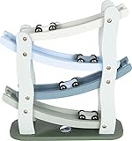 small foot Rennbahn im Kaskadenstil aus Holz, mit Vier Holzautos, für Kinder ab 3 Jahren, 11651, 25 x 10 x 29 cm, Blau