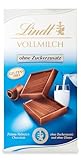 Lindt Schokolade Vollmilch ohne Zuckerzusatz | 100 g Tafel | Feinste und ohne Gluten | Schokoladengeschenk