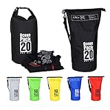 Relaxdays Ocean Pack, 20L, wasserdicht, Packsack, leichter Dry Bag, Trockentasche, Segeln, Ski, Snowboarden, schwarz