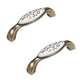 Möbelgriffe Vintage, 2 Stück Schrankgriffe Massivem Keramik | Galvanikfläche, Farbe: Bronze, Schubladengriffe Lochabstand 96mm Schublade Türgriffe Griffe für Küchenschränke Küchengriffe 96mm/3.8in