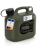 Hünersdorff Kraftstoff-Kanister Profi 5L für Benzin, Diesel und andere Gefahrgüter, UN-Zulassung, Made in Germany, TÜV-geprüfte Produktion, oliv