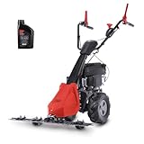 Scheppach Benzin Balkenmäher BMS200-88 | 880mm Schnittbreite | Schnitthöhe 30-60mm | 5,7PS / 196ccm | für Rasenflächen bis 3000m² | Rasenmäher mit Radantrieb | Hochgrasmäher inkl. Motoröl