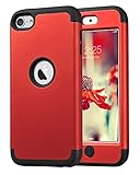 ULAK iPod 7 Hülle, iPod Touch 5/6 Hybrid Kratzfeste Schutzhülle 360 Grad Soft Silikon Stoßfest Bumper Case Cover für iPod Touch 5/6/7 Generation - Rot