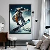 TONGYINLI Wintersport-Poster-Drucke für modernes Wohnzimmer, Skiclub, Schlafzimmer, Heimdekoration, Leidenschaft Snowboard, Wandkunstbilder, 30 x 40 cm Rahmen