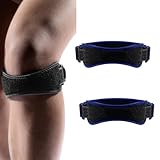 HSTWODE 2 Stück Kniebandage | Patellasehnenbandage | Kniestütze | Verstellbares Patella Strap,zur Entlastung, Führung & Stabilisierung der Patellasehne (Blau)